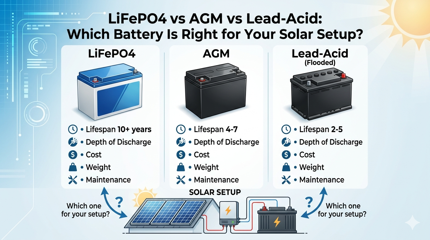 LiFePO4 vs AGM vs Lead-Acid: Which Battery Is Right for Your Solar Setup?